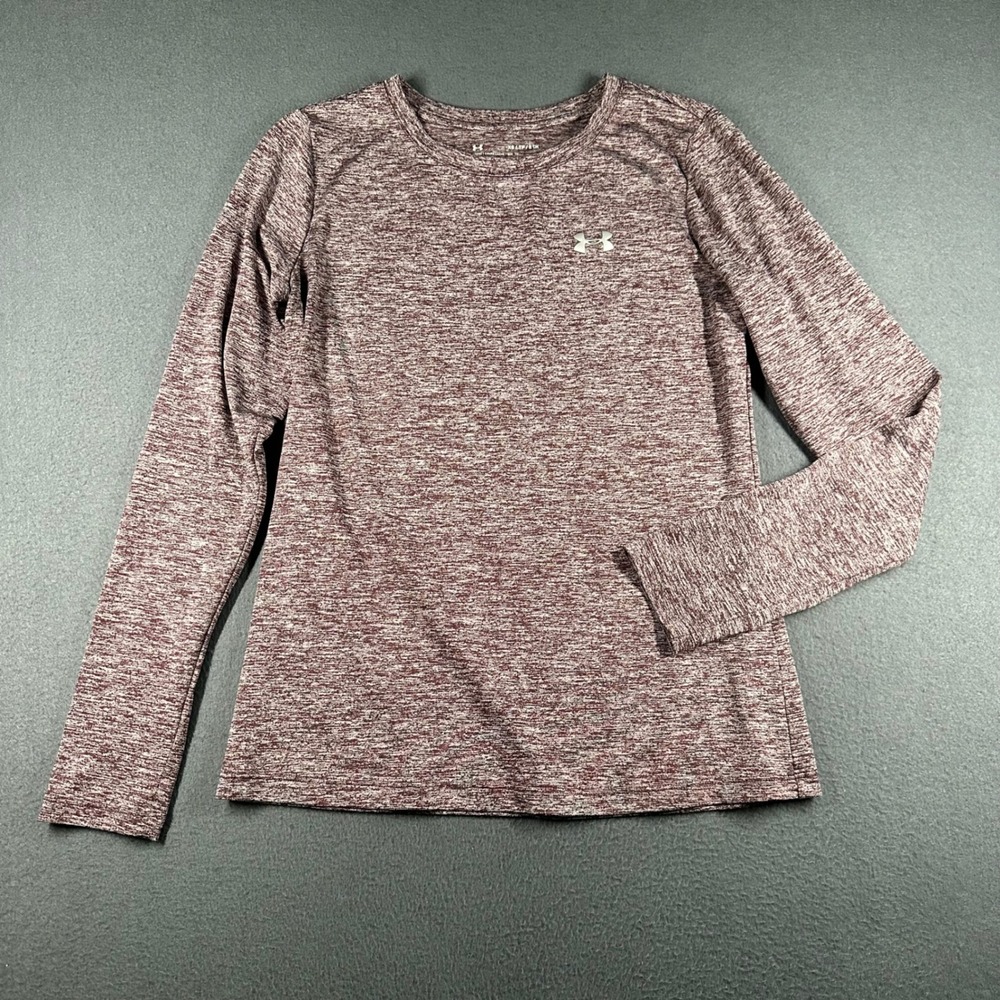 Under Armour HeatGear Womens XS Loose Fit Long Sleeve Athletic Shirt Burgundy